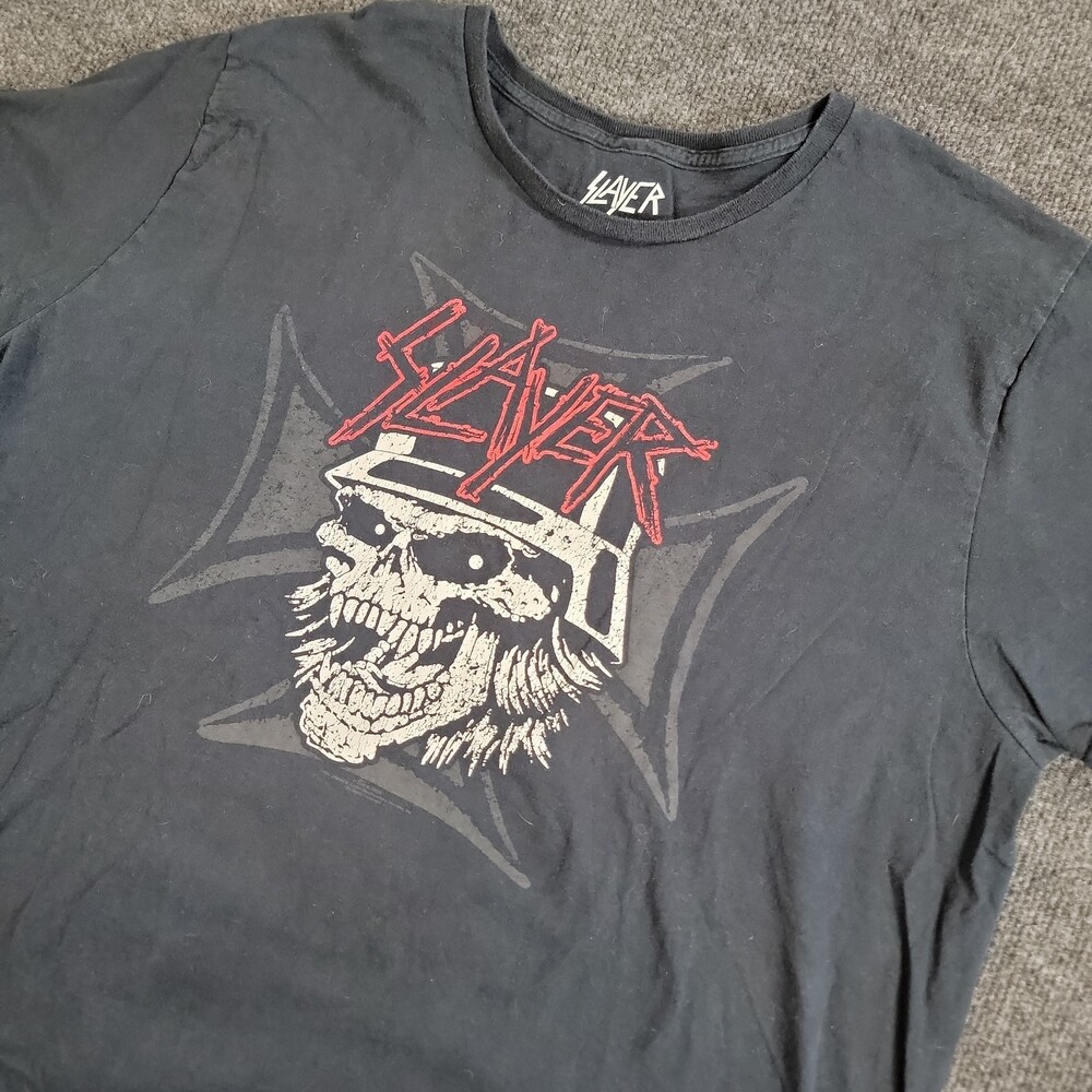 Men's XL Slayer Metal Skull T-Shirt Black Graphic Band Tee